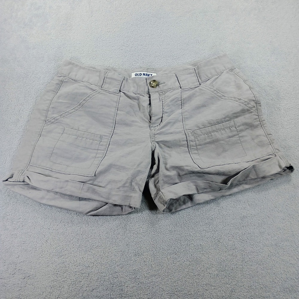 Old Navy Womens Utility Shorts Grey Size‎ 4 Linen Blend Cuffed Hem